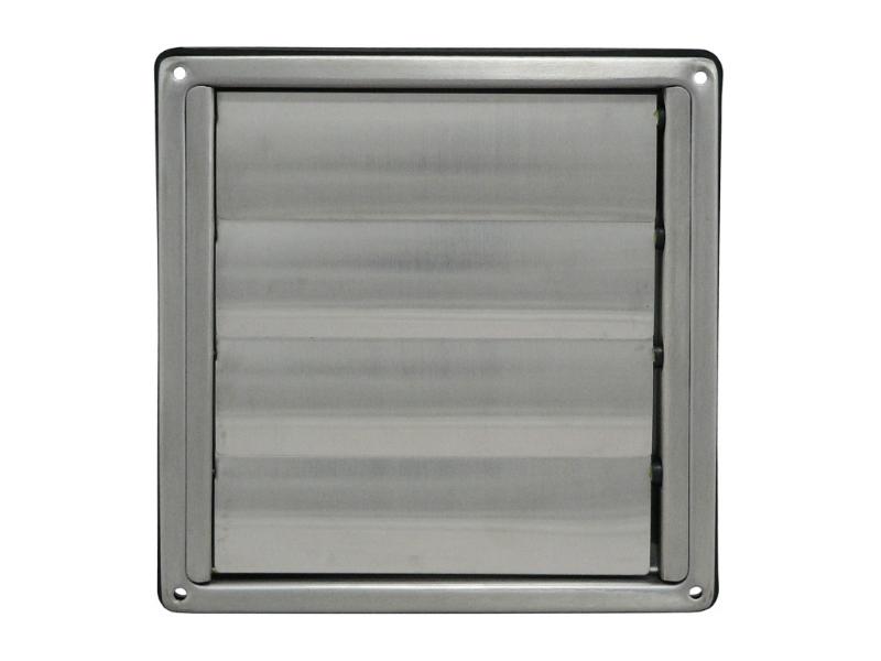 Větrací žaluzie nerezová s přírubou Ø 125 mm, 180 x 180 mm